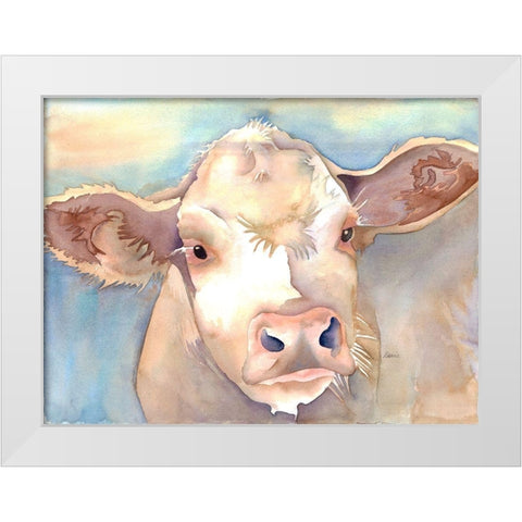 Watching Cattle 1 White Modern Wood Framed Art Print by Charest, Doris