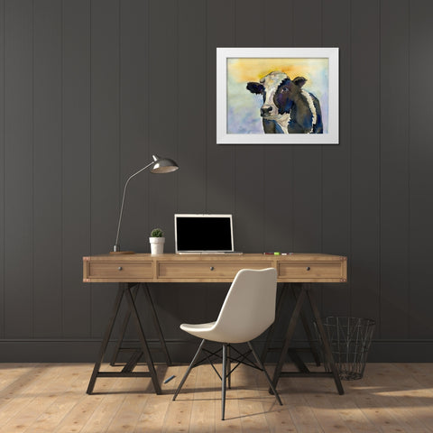 Watching Cattle 2 White Modern Wood Framed Art Print by Charest, Doris