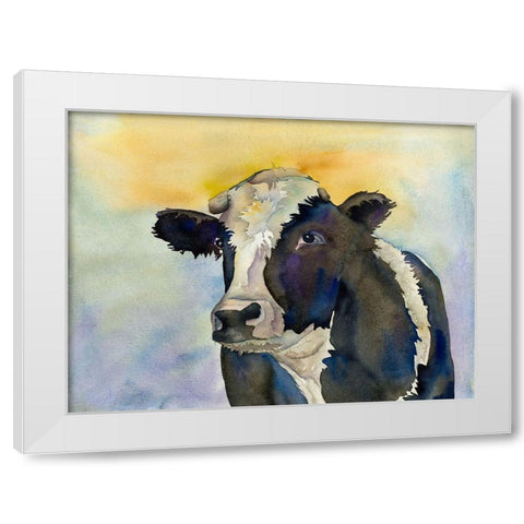 Watching Cattle 2 White Modern Wood Framed Art Print by Charest, Doris