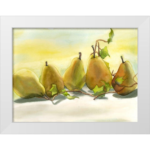 Pears In A Row 1 White Modern Wood Framed Art Print by Charest, Doris