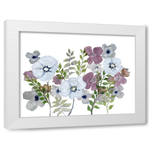 Floral Gossip 3 White Modern Wood Framed Art Print by Charest, Doris