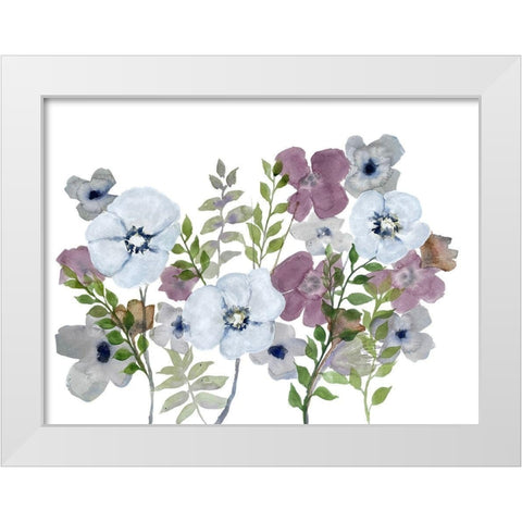 Floral Gossip 3 White Modern Wood Framed Art Print by Charest, Doris