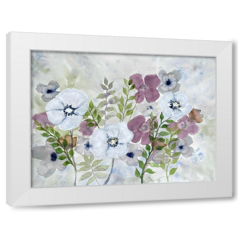 Floral Gossip 1 White Modern Wood Framed Art Print by Charest, Doris