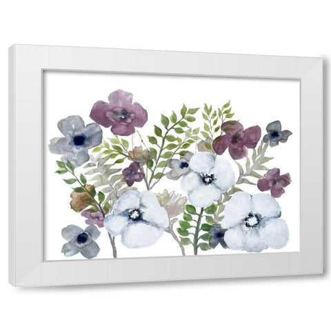 Floral Gossip 4 White Modern Wood Framed Art Print by Charest, Doris