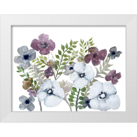 Floral Gossip 4 White Modern Wood Framed Art Print by Charest, Doris