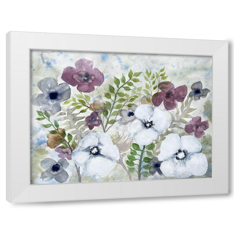 Floral Gossip 2 White Modern Wood Framed Art Print by Charest, Doris