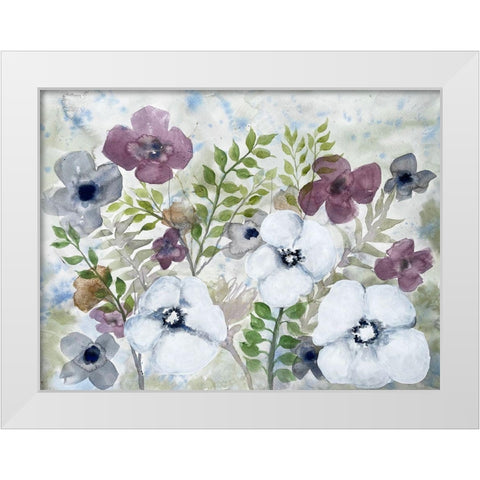 Floral Gossip 2 White Modern Wood Framed Art Print by Charest, Doris