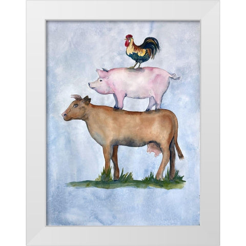 Misunderstood Cow White Modern Wood Framed Art Print by Charest, Doris