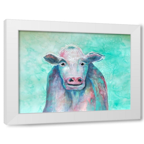 Misunderstood Cow White Modern Wood Framed Art Print by Charest, Doris