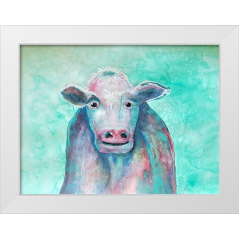 Misunderstood Cow White Modern Wood Framed Art Print by Charest, Doris