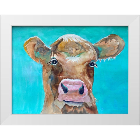 Gazing Cow 1 White Modern Wood Framed Art Print by Charest, Doris