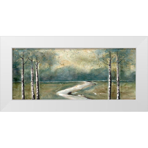 Green Landscape White Modern Wood Framed Art Print by Charest, Doris