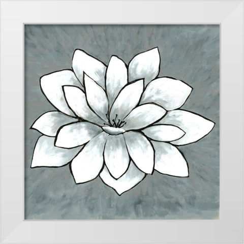 White Lotus White Modern Wood Framed Art Print by Charest, Doris