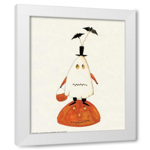 Pumpkin Ghost White Modern Wood Framed Art Print by DiPaolo, Dan
