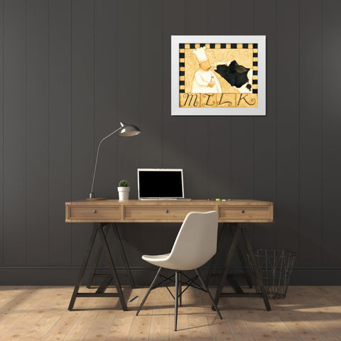Moo White Modern Wood Framed Art Print by DiPaolo, Dan
