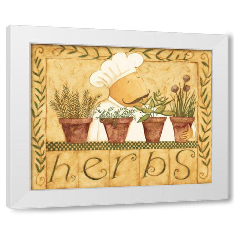 Kitchen Herbs White Modern Wood Framed Art Print by DiPaolo, Dan