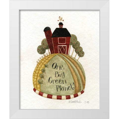 Green Planet White Modern Wood Framed Art Print by DiPaolo, Dan