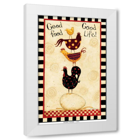Stacking Chickens White Modern Wood Framed Art Print by DiPaolo, Dan