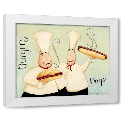 Burgers Dogs White Modern Wood Framed Art Print by DiPaolo, Dan