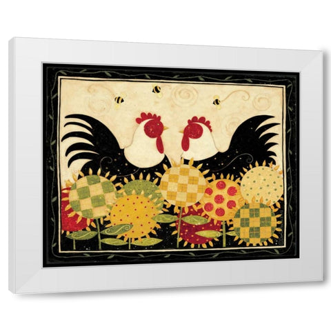 Two Rooster White Modern Wood Framed Art Print by DiPaolo, Dan