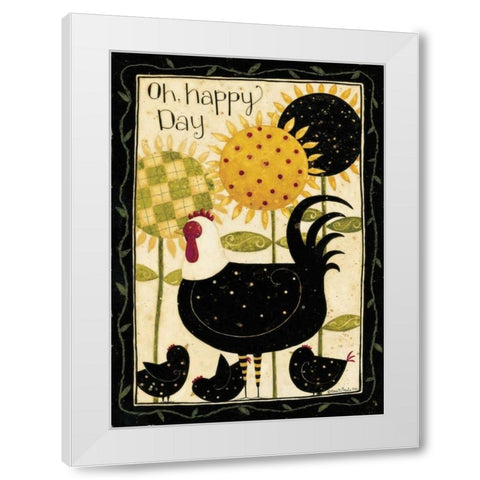 Henrietta With Chicks White Modern Wood Framed Art Print by DiPaolo, Dan