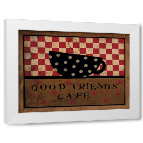 Friends And Coffee White Modern Wood Framed Art Print by DiPaolo, Dan