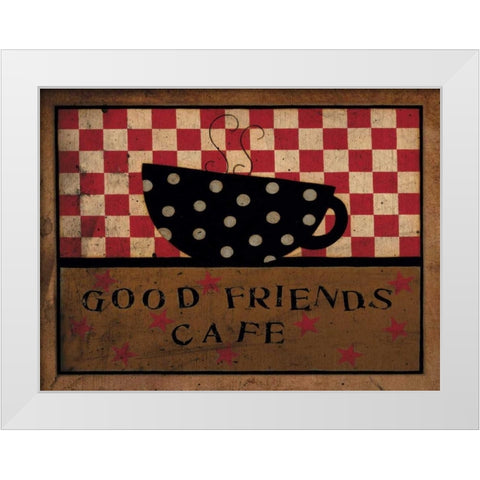 Friends And Coffee White Modern Wood Framed Art Print by DiPaolo, Dan