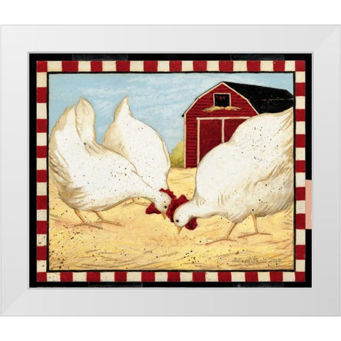 Red Barn Chickens White Modern Wood Framed Art Print by DiPaolo, Dan