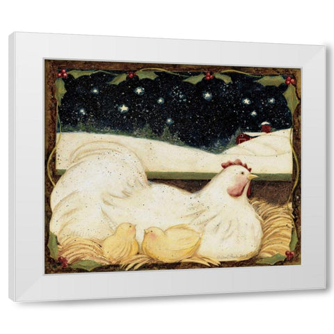 Christmas Chicks White Modern Wood Framed Art Print by DiPaolo, Dan