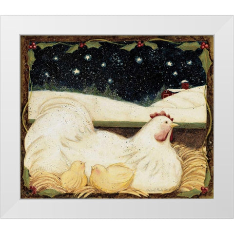 Christmas Chicks White Modern Wood Framed Art Print by DiPaolo, Dan