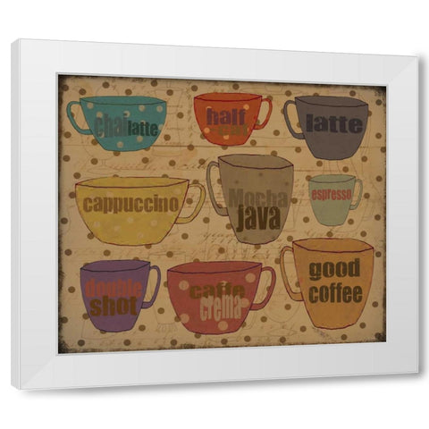 Coffee Dots White Modern Wood Framed Art Print by DiPaolo, Dan