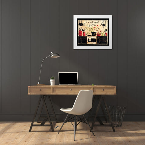 Give Thanks Good Food White Modern Wood Framed Art Print by DiPaolo, Dan