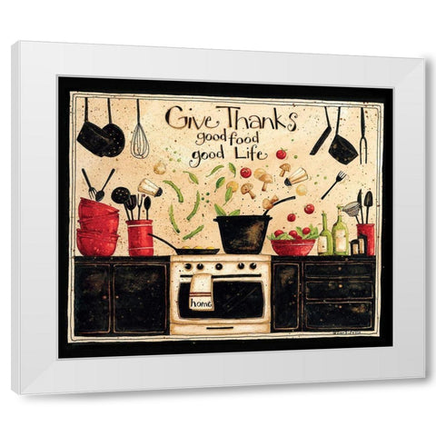 Give Thanks Good Food White Modern Wood Framed Art Print by DiPaolo, Dan