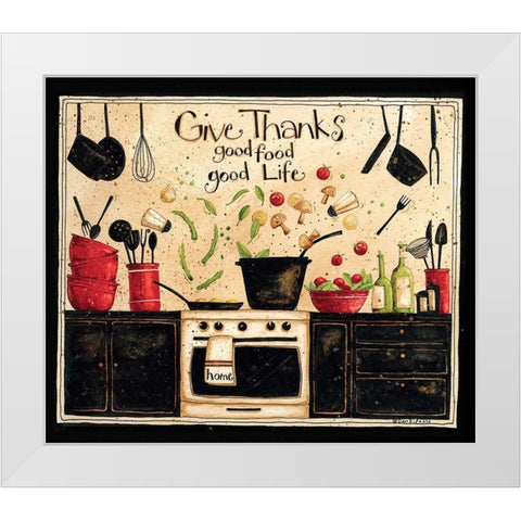 Give Thanks Good Food White Modern Wood Framed Art Print by DiPaolo, Dan