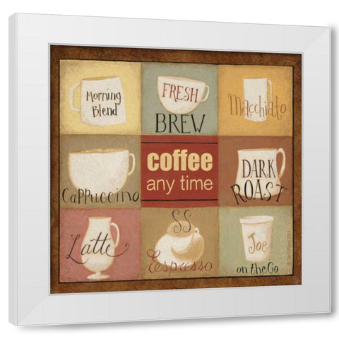 Coffee Anytime White Modern Wood Framed Art Print by DiPaolo, Dan