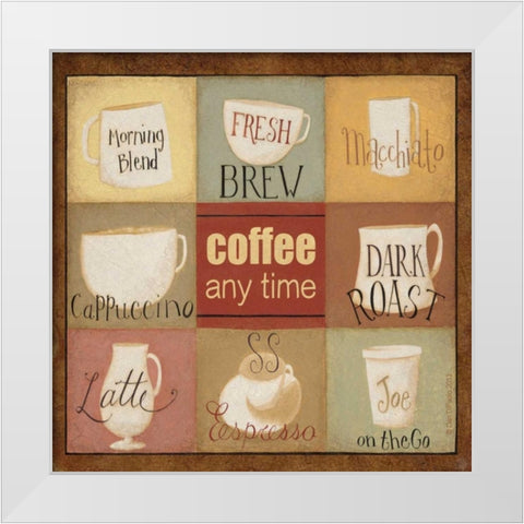 Coffee Anytime White Modern Wood Framed Art Print by DiPaolo, Dan