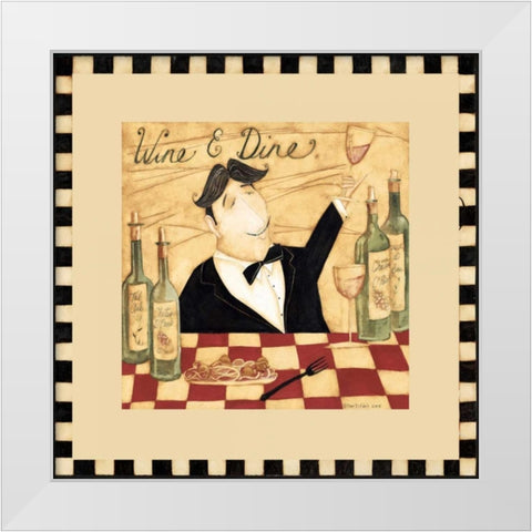 Wine And Dine White Modern Wood Framed Art Print by DiPaolo, Dan