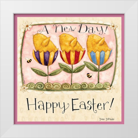 Easter Chicks White Modern Wood Framed Art Print by DiPaolo, Dan