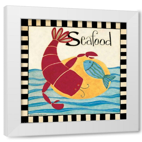 Eat Seafood White Modern Wood Framed Art Print by DiPaolo, Dan