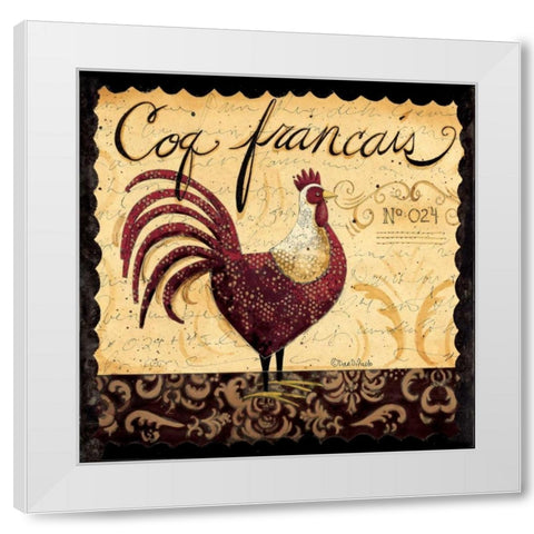 Mr Rooster White Modern Wood Framed Art Print by DiPaolo, Dan