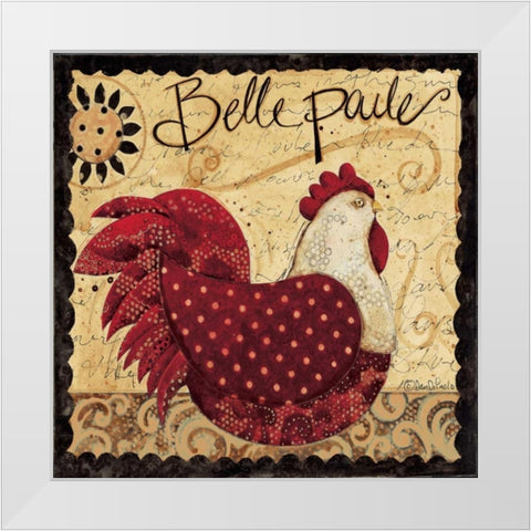 Red Rooster White Modern Wood Framed Art Print by DiPaolo, Dan