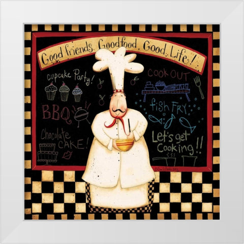 Eat With Friends White Modern Wood Framed Art Print by DiPaolo, Dan