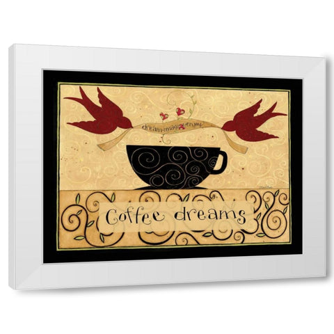 Coffee Makes Me Fly White Modern Wood Framed Art Print by DiPaolo, Dan