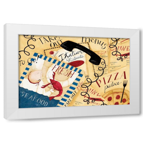 On The Phone White Modern Wood Framed Art Print by DiPaolo, Dan