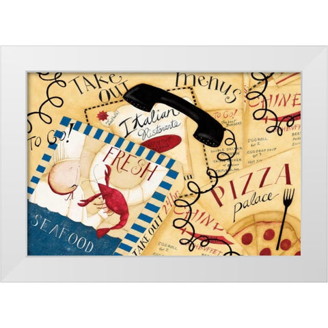 On The Phone White Modern Wood Framed Art Print by DiPaolo, Dan