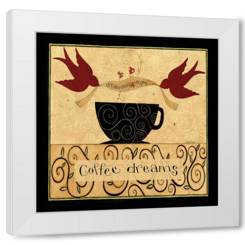 I Dreams Of Coffee White Modern Wood Framed Art Print by DiPaolo, Dan