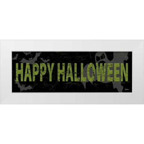 Happy Halloween Green White Modern Wood Framed Art Print by Stimson, Diane