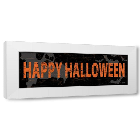 Happy Halloween Orange White Modern Wood Framed Art Print by Stimson, Diane