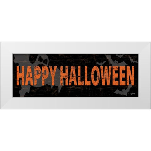 Happy Halloween Orange White Modern Wood Framed Art Print by Stimson, Diane