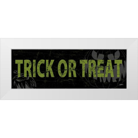 Trick Or Treat Green White Modern Wood Framed Art Print by Stimson, Diane